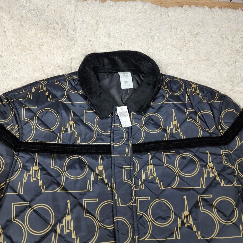 Walt Disney World Jacket Mens XXL Black 50th Anniversary Quilted Zip Castle - Picture 3 of 15